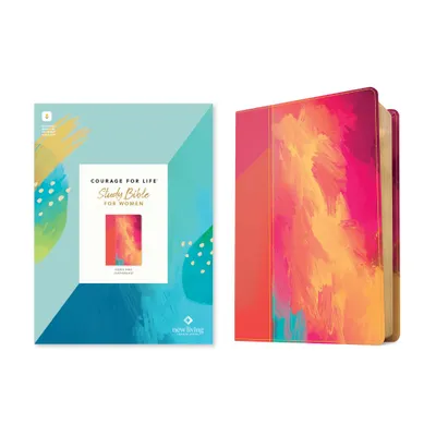 NLT Courage for Life Study Bible for Women (Leatherlike, Fierce Pink, Filament Enabled) - by Ann White (Leather Bound)