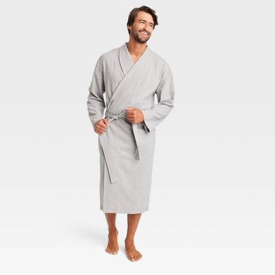 Hane Premium Men Waffle Knit Robe - Heathered  One Size Fit Mot