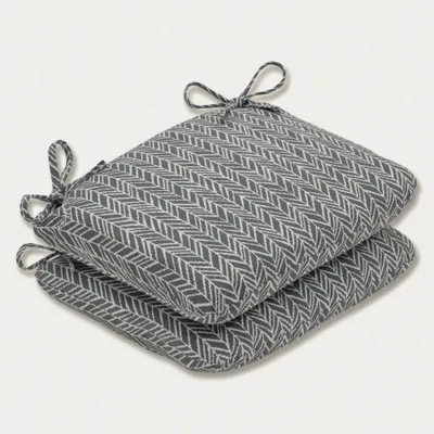 Outdoor/Indoor Herringbone  Rounded Corners Seat Cushion Set of 2 - Pillow Perfect