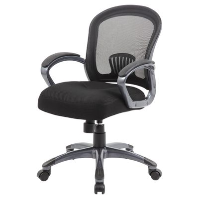 Ergonomic Mesh Task Chair Black - Boss: Swivel, Lumbar Support, Adjustable Height