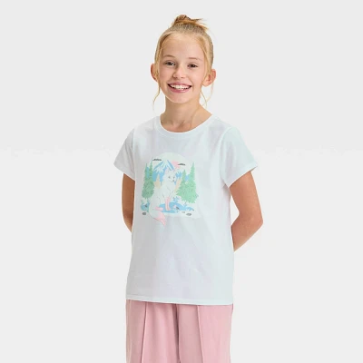 Girl Short Sleeve Snow Fox Graphic T-Shirt