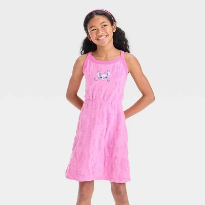 Girls Disney Stitch and Angel Embroidered Terry Tank Dress
