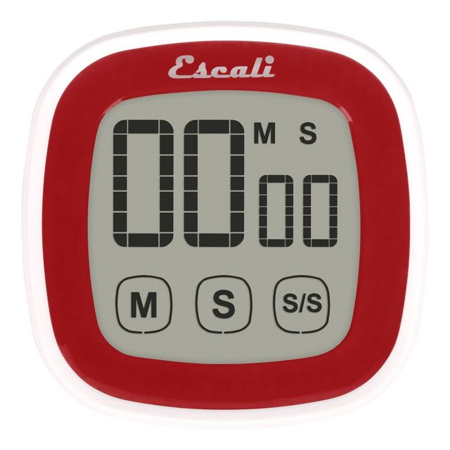 Escali Touch Screen Digital Timer Red: Kitchen Timer with Magnet, Digital Display, Backlit LCD, 99-Minute Countdown