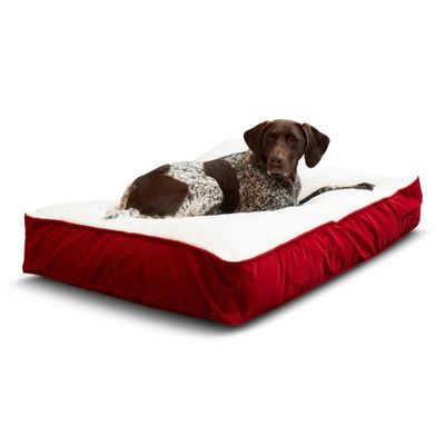 Kensington Garden Buster Deluxe Faux Shearling Rectangle Pillow Dog Bed - Crimson