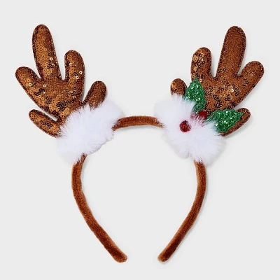 Glistening Reindeer Antler Headband - Brown