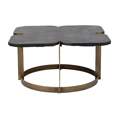 Sagebrook Home 17 Iron and Stone Coffee Table with Stone Top Gold/Black: Novelty Shape, Hand-Painted, No Assembly Required