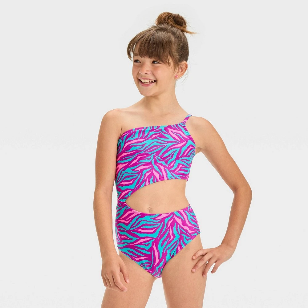 Girls Wild Side Abstract One Piece Swimsuit