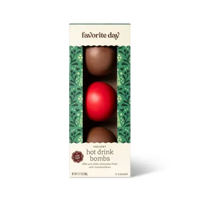 Christmas Milk Chocolate Colored Hot Drink Bombs - 3.17oz/3ct - Favorite Day