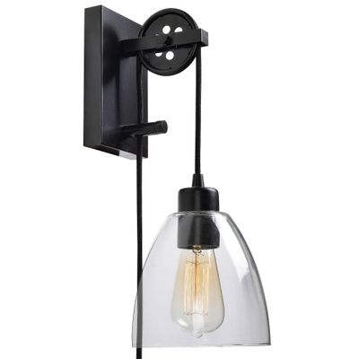 1-Light Edis Portable Lamp Blackened Oil Rubbed Bronze - Kenroy Home: Modern Sconce with Clear Glass Shade, ETL Listed