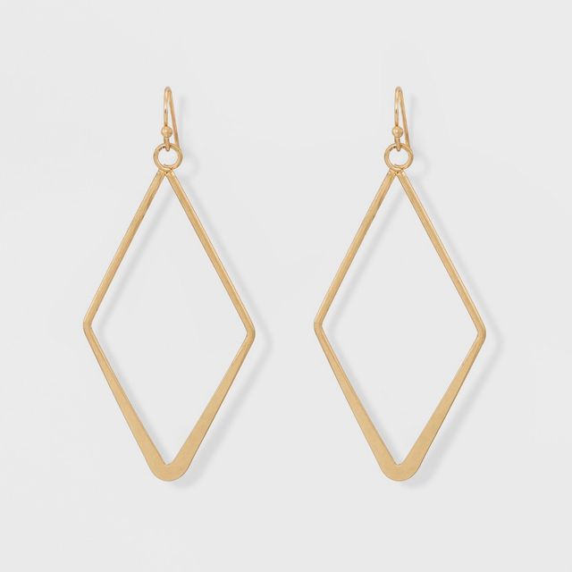 Open Work Diamond Shape Drop Earrings - Universal Thread Gold