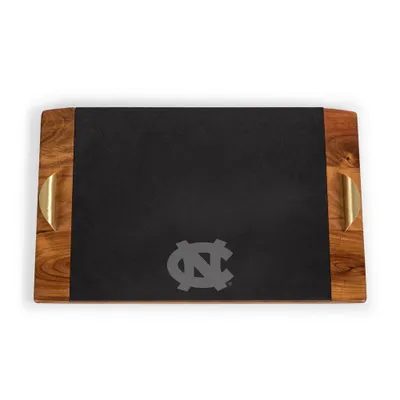 NCAA North Carolina Tar Heels Covina Acacia Wood and Slate Black with Gold Accents Serving Tray