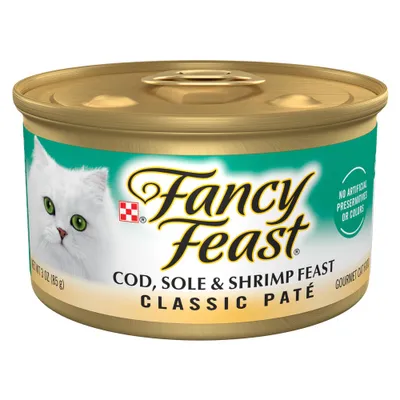 Purina Fancy Feast Classic Pat Gourmet Wet Cat Food with Fish Flavour Feast - 3oz