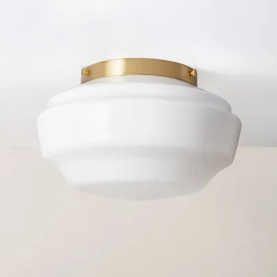 Milk Glass Flush Mount Celling Light  - Hearth & Hand with Magnolia: ETL Listed, Iron Body, 2-Bulb Fixture