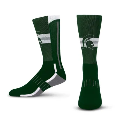 NCAA Michigan State Spartan Streak Team Color Crew Sock - L