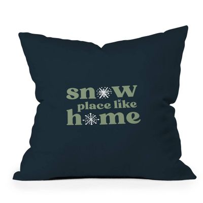 16x16 Coastal Studio Snow Place Like Home Square Throw Pillow Navy - Deny Designs: Indoor Decorative Accent