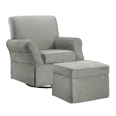 Baby Relax Emmie Swivel Glider & Ottoman Set - Gray Microfiber