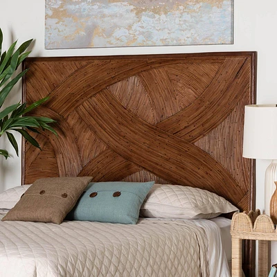 bali & pari King Elettra Rattan Standalone Headboard: Handcrafted, No Assembly, Bohemian Design