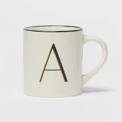 16oz Stoneware Monogram Mug Ivory