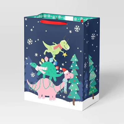 Dinosaurs with Trees Super Jumbo Christmas Gift Bag Blue - Wondershop