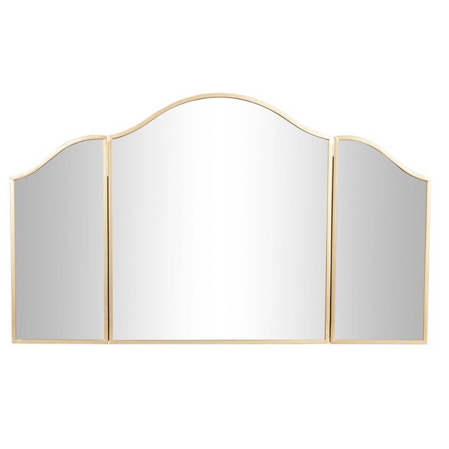 Metal Arched Wall Mirror with Folding Sides Gold - Olivia & May