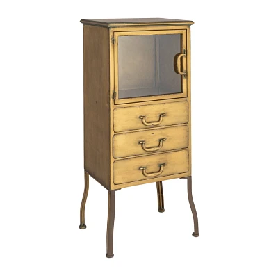 Storied Home Storage Cabinet with 3 Drawers Antique Brass