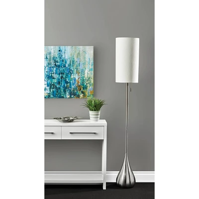 Christina Floor Lamp Brushed Steel - Adesso: Modern Standing Light with Pull Chain, UL Listed, Metal Body