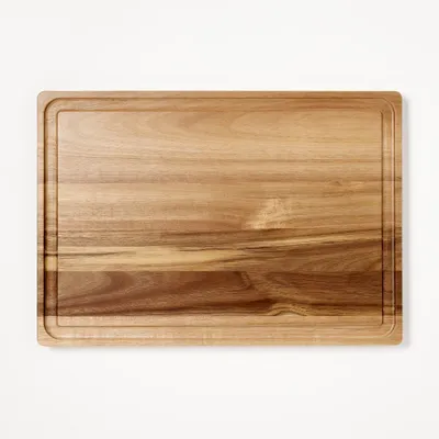 14x20 Acacia Wood Carving Board with Juice Groove Natural - Figmint