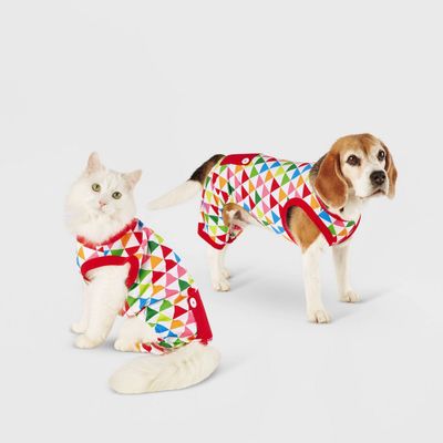 Colorful Triangle Print Dog Pajamas