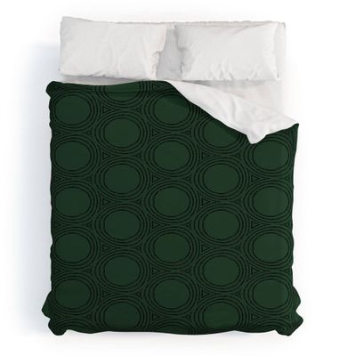 Twin/Twin Extra Long Sheila Wenzel Ganny Minimalist Forest Duvet Cover & Sham Set Green - Deny Designs: Microfiber, 300 Thread Count