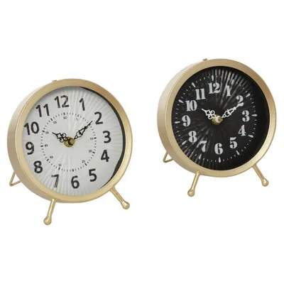 Set of 2 Metal Clocks Gold - Olivia & May