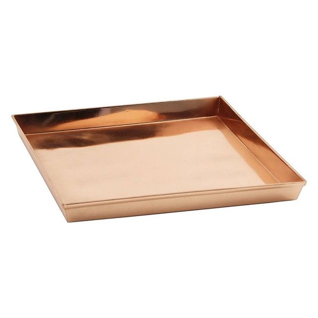 10.75 Decorative Square Stainless Steel Tray Copper Plated Finish - ACHLA Designs: Handmade, Elegant for Centerpieces