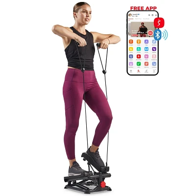 Sunny Health & Fitness 2-in-1 Hydraulic Step Machine with Resistance Band and Bluetooth