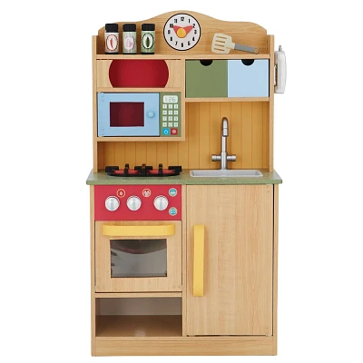 Teamson Kids Little Chef Florence Classic Play Kitchen with 5 Kitchen Accessory Toys - Wood Grain