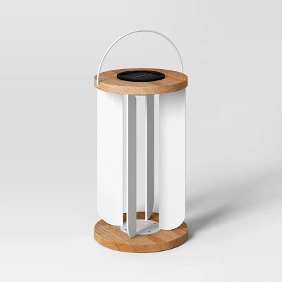 Wood Solar LED Outdoor Lantern Tan