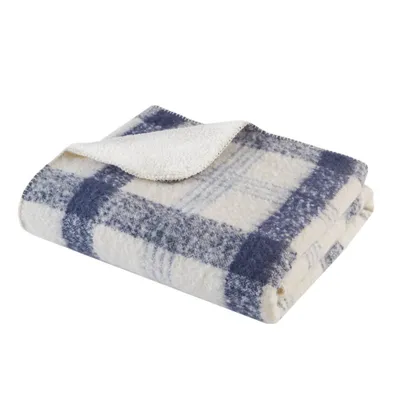 50x60 Bloomington Faux Mohair to Faux Shearling Throw Blanket Blue - Woolrich