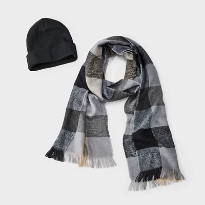 Men Scarf and Beanie Set - Goodfellow & Co /Black One Size Fit Mot