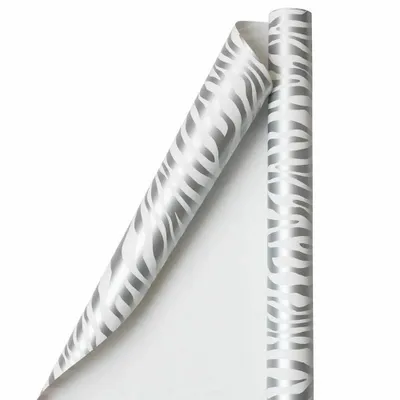 25 sqft JAM Paper & Envelope Zebra Print Gift Roll Wrap Silver