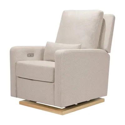 Babyletto Sigi Glider Power Recliner with Electronic Control and USB with Light Wood Base