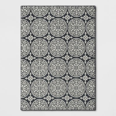 5x7 Medallion Washable Tufted And Hooked Area Rug Gray - Threshold