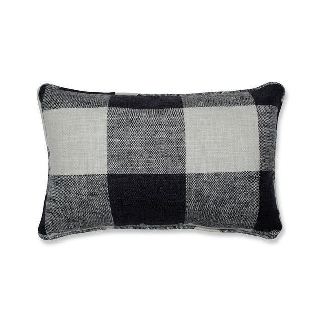 x18.5 Check Please Lumbar Throw Pillow Black - Pillow Perfect