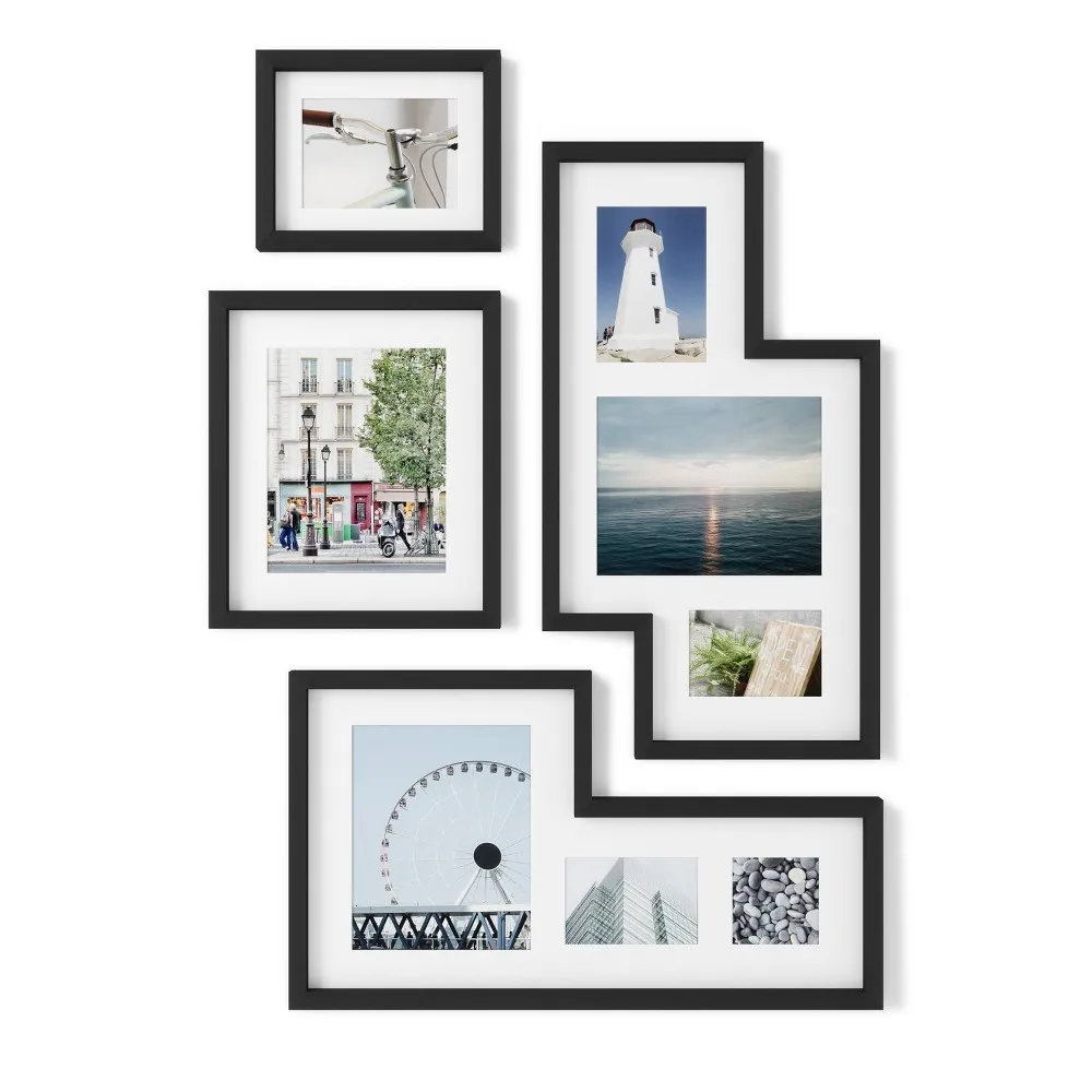 Mingle Gallery Picture Frames Set  - Umbra: Modern Wall Collage, Multi-Size Photo Display, Sawtooth Mount