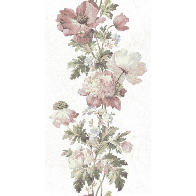 RoomMates Vintage Floral Stripe Peel and Stick Wallpaper Pink: Self-Adhesive Vinyl, Botanical Pattern, 28.3 Sq Ft Coverage