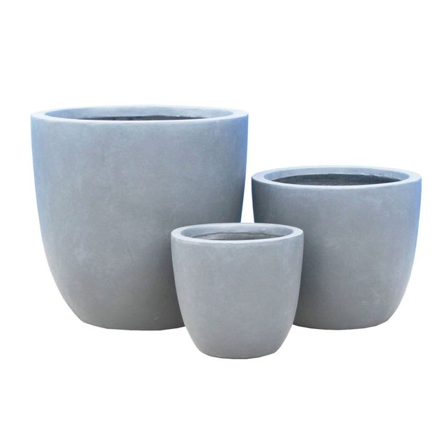 Set of 3 17 Kante Seamless Concrete Planters for Patio & Garden - Rosemead Home & Garden, Inc.