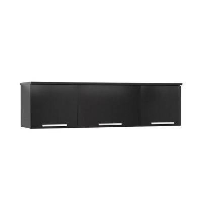 Coal Harbor Wall Mounted Hutch Black - Prepac: Laminated Storage, Self-Closing Hinges, Nickel Handles