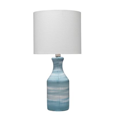 Bungalow Table Lamp with Shade (Includes LED Light Bulb) - Splendor Home: Ceramic Base, Linen Drum Shade