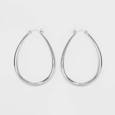 Sterling Silver Teardrop Hoop Earrings - A New Day Silver