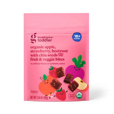 Organic Apple Strawberry Beet with Chia Seeds Fruit & Veggie Bites - 3.14oz - Good & Gather