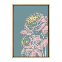 Sylvie Floral in Teal Framed Wall Canvas by Apricot and Birch Natural