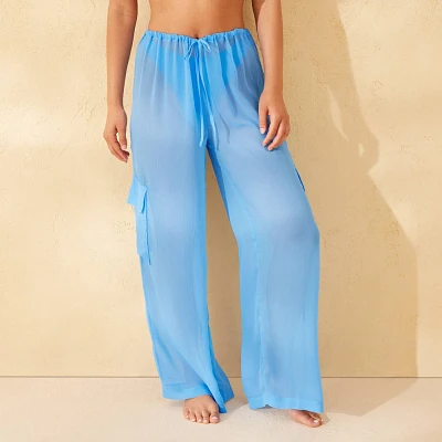 Women Chiffon Swim Cover Up Cargo Pant