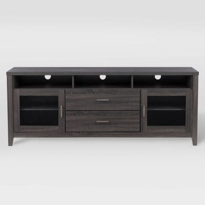 Hollywood Cabinet with Drawers TV Stand for TVs up to 80 Dark Gray - CorLiving: Laminated Media Console, 70 Support